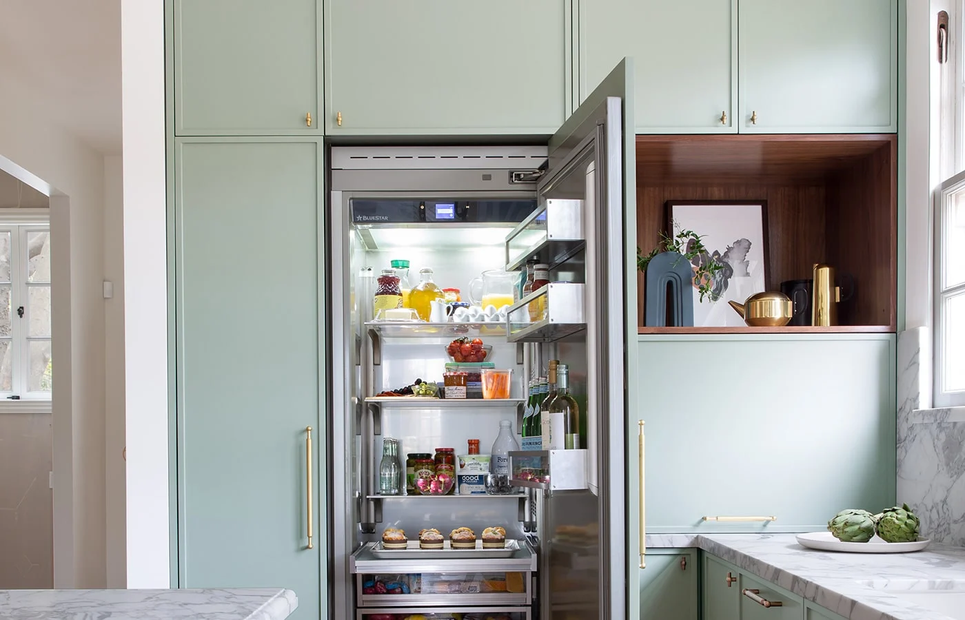 BlueStar column refrigeration in a residential kitchen