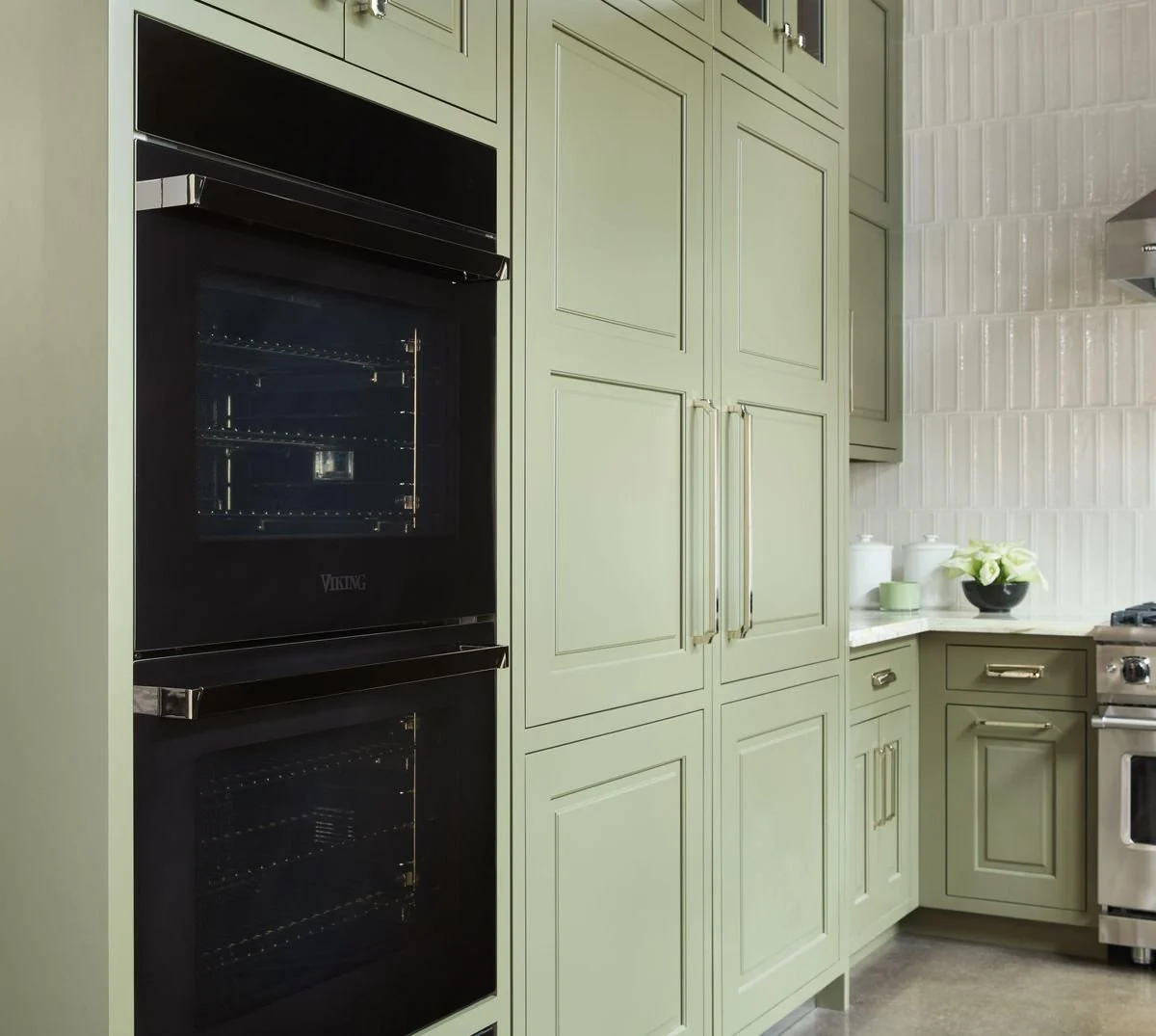 Viking built-in double wall ovens in manufacturer kitchen photography